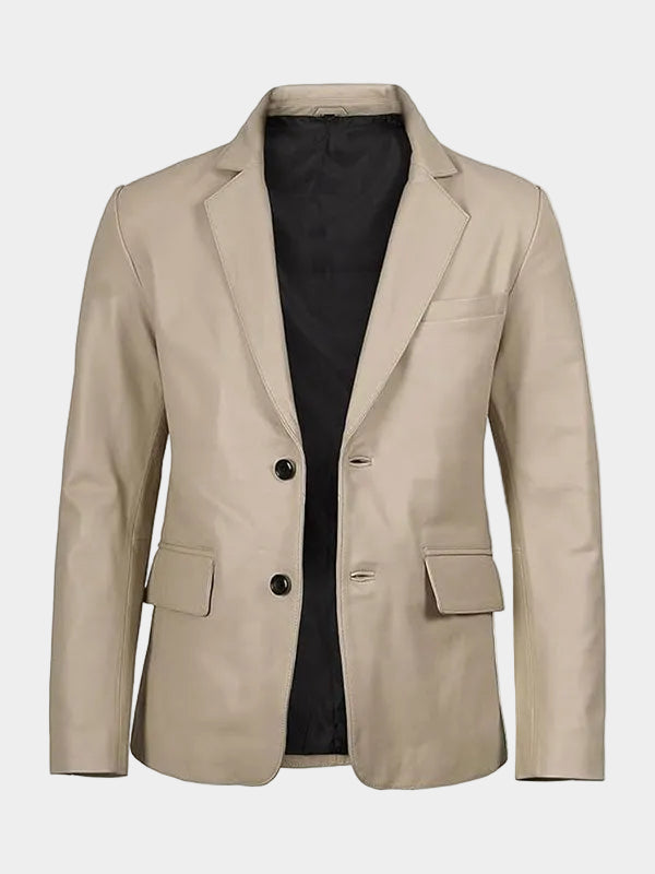 Panelist Beige Leather Blazer