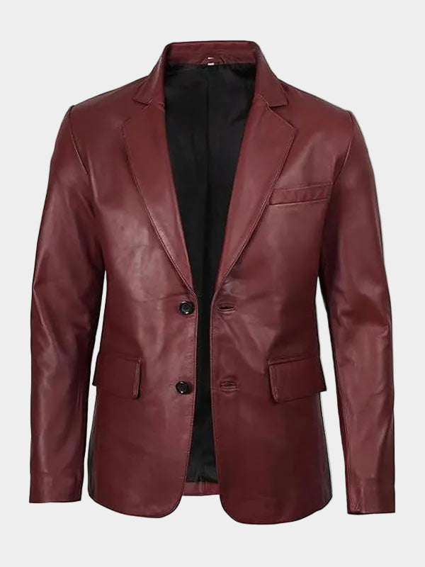 Panelist Burgundy Leather Blazer