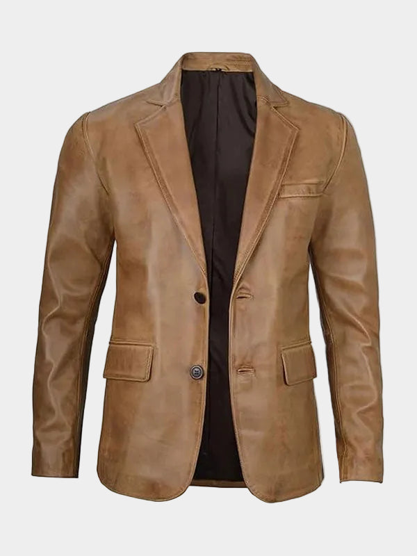 Panelist Tan Leather Blazer