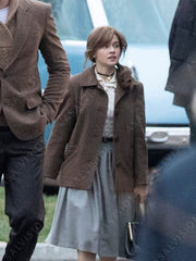 Priscilla 2023 Cailee Spaeny Brown Jacket