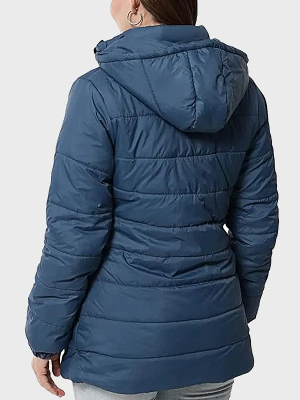 Hood Style Women's Blue Puffer Jacket