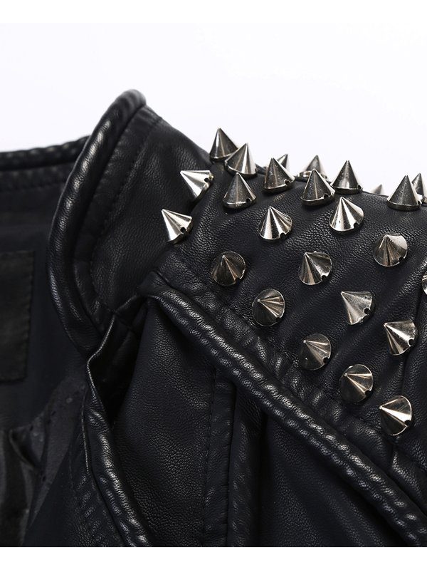 Women's Black Studded Leather Jacket