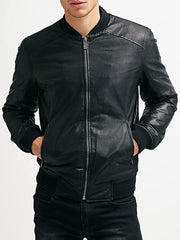 Real Sheepskin Bomber Leather Jacket For Men