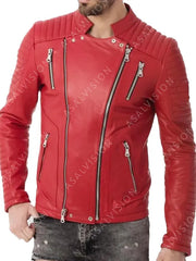 Branton Red Biker Leather Jacket