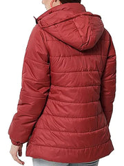 Women's Red Puffer Hooded Jacket