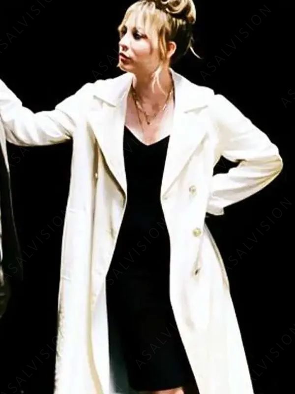 Kaley Cuoco Role Play 2024 White Trench Coat