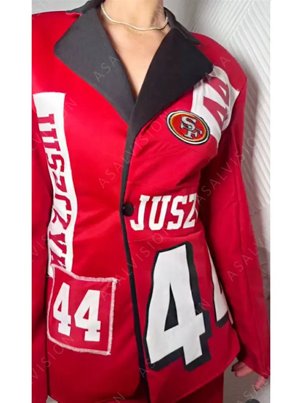 San Francisco 49ers Kristin Juszczyk Red Blazer