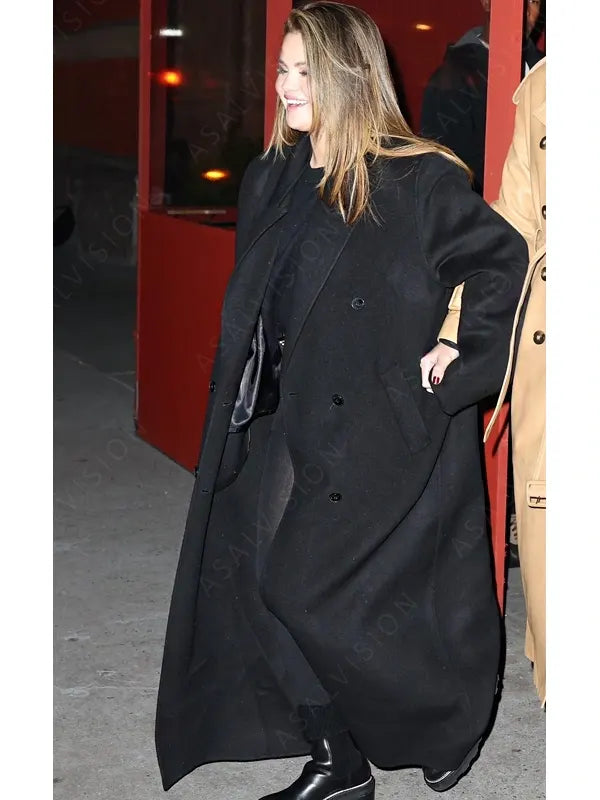 Selena Gomez Black Trench Coat