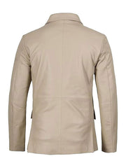 Panelist Beige Leather Blazer