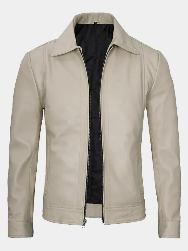 Mens Beige Leather Jacket