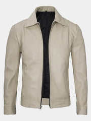 Mens Beige Leather Jacket