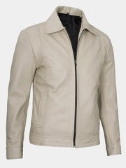 Mens Beige Leather Jacket