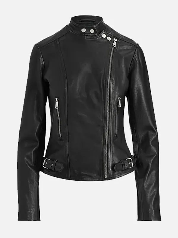 Women's Black Slim Fit Biker Leather Jacket