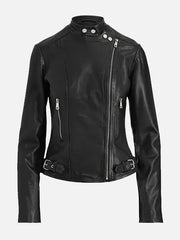 Women's Black Slim Fit Biker Leather Jacket