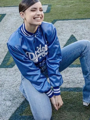 Sofia Carson Dodgers Bomber Satin Jacket