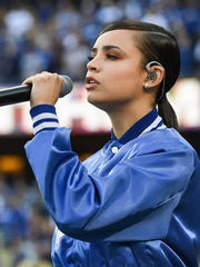 Sofia Carson Dodgers Bomber Satin Jacket