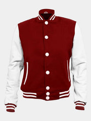 Stylish Maroon Varsity Bomber Jacket For Men's