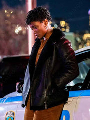 FBI Season 6 Tiffany Wallace Black Shearling Leather Jacket