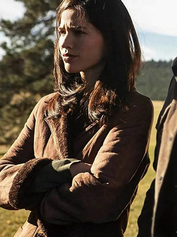 Kelsey Asbille Yellowstone Monica Dutton Shearling Coat