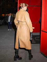 Taylor Swift Tan Leather Trench Coat