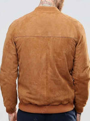 Mens Suede Leather Bomber Flight Jacket
