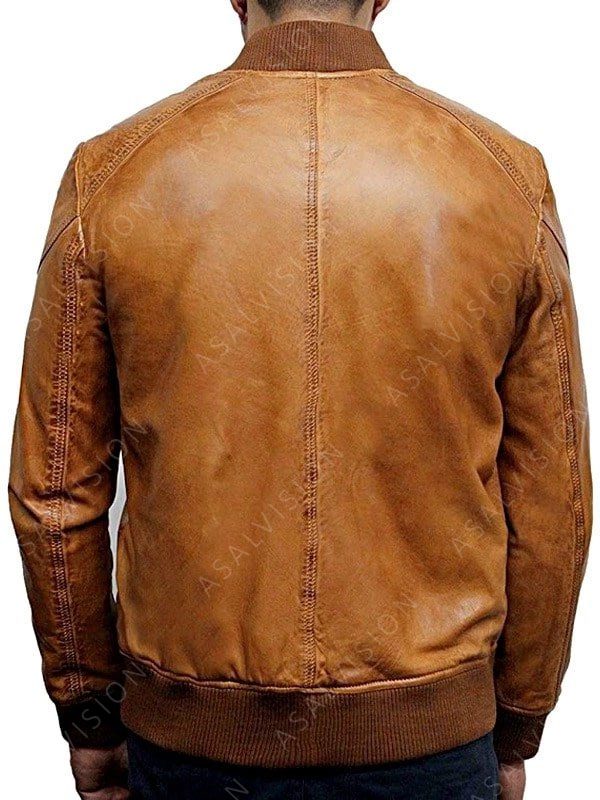 Mens Waxed Real Leather Brown Jacket