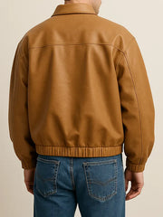 Men's Tan Oversized Leather Jacket