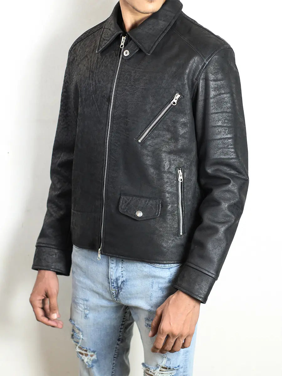 Knoxridge Black Men's Textured Leather Jacket