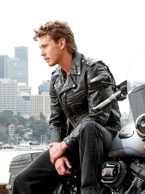 The Bikeriders Austin Butler Black Leather Jacket