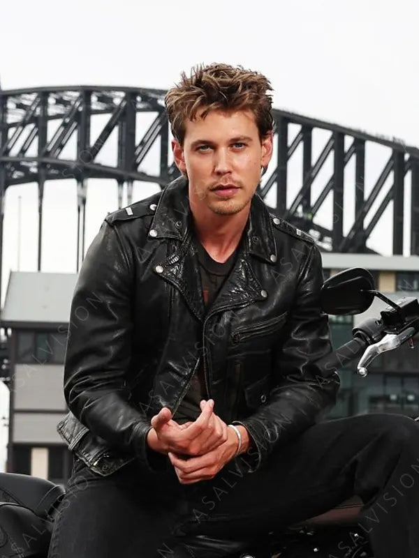 The Bikeriders Austin Butler Black Leather Jacket