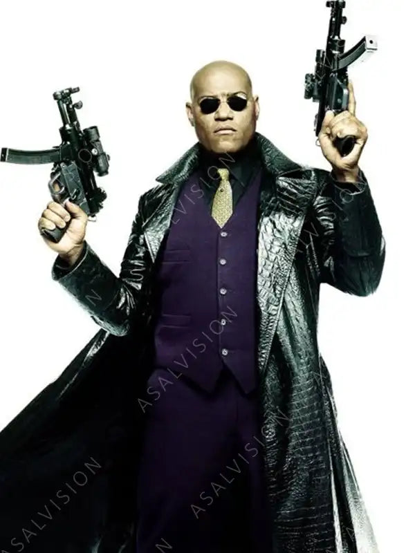 The Matrix Morpheus Alligator Leather Trench Coat