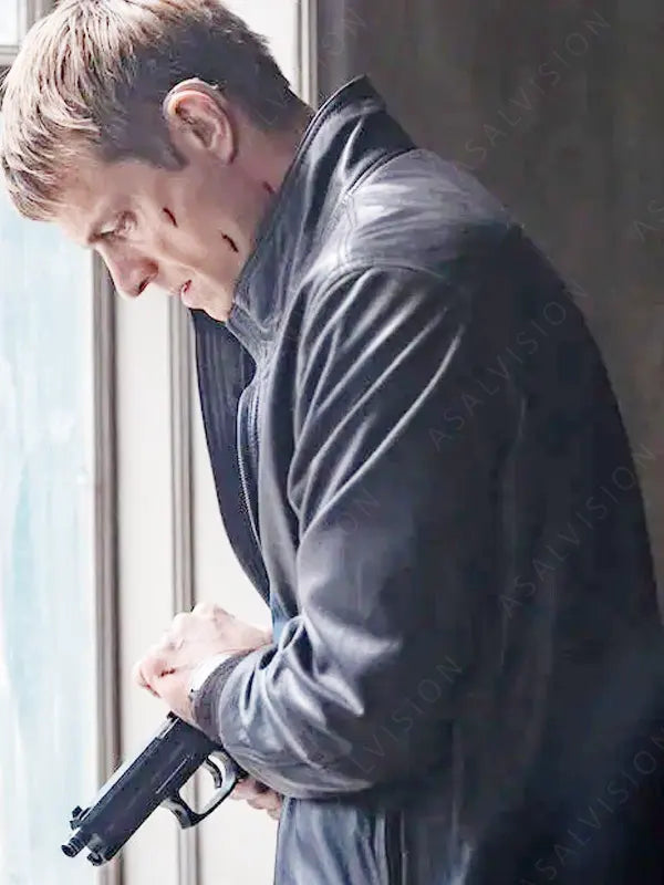 The Silent Hour Joel Kinnaman Leather Jacket - Dark Brown
