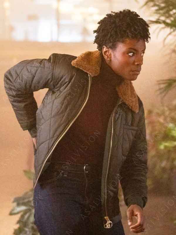 FBI Season 6 Tiffany Wallace Shearling Collar Quilted Jacket