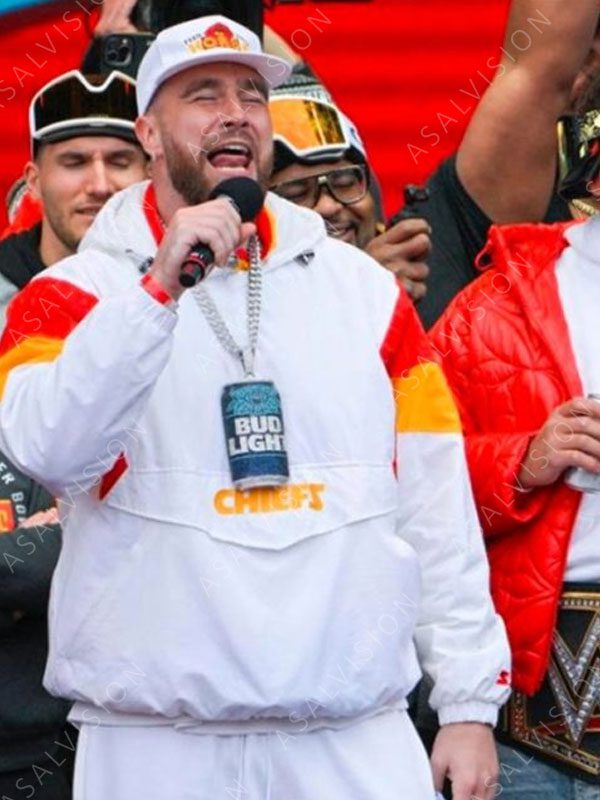 Travis Kelce Super Bowl White Jacket