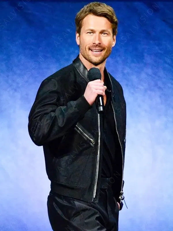 Twisters 2024 Glen Powell Black Leather Jacket