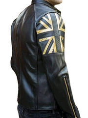 UK Flag Black Motorcycle Leather Jacket