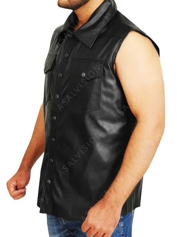 Undertaker Leather Black Vest