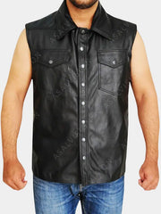 Undertaker Leather Black Vest