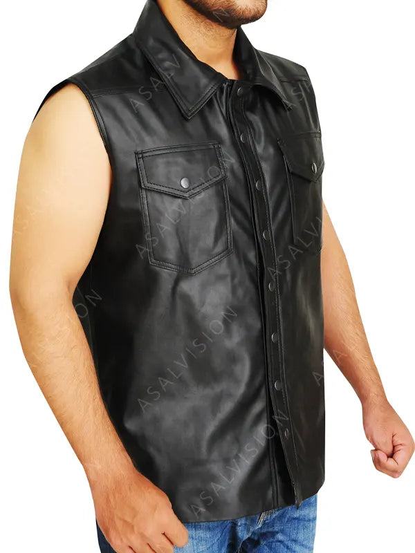 Undertaker Leather Black Vest