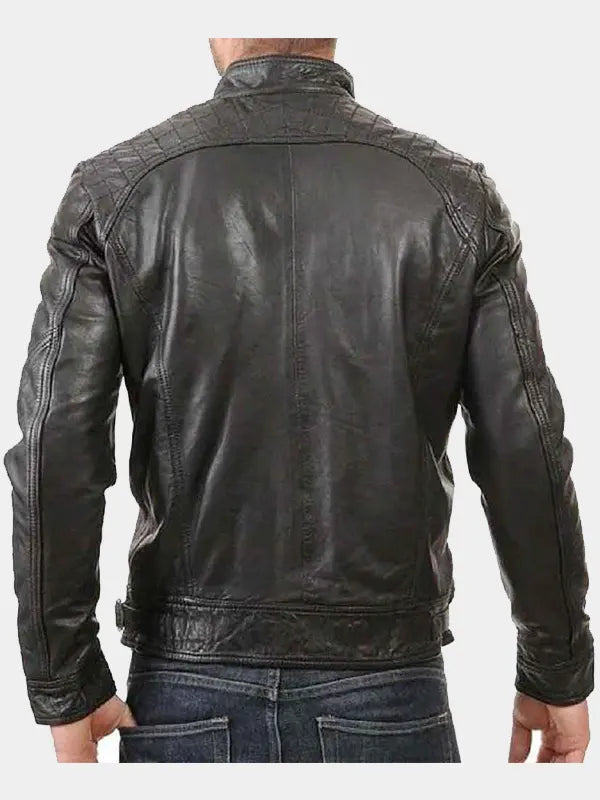 Holdren Vintage Black Quilted Racer Jacket