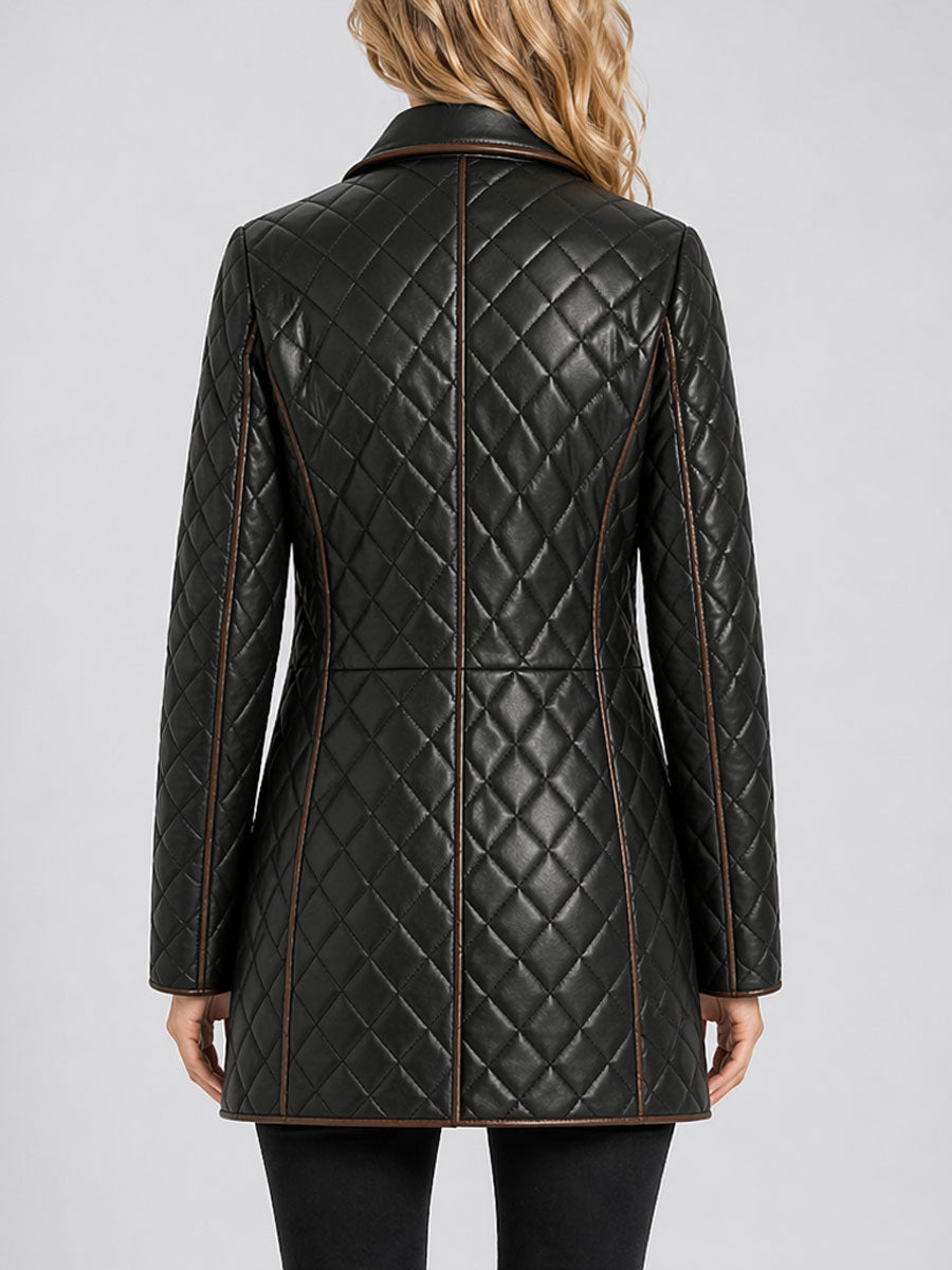 Zelira Black Quilted Leather Coat