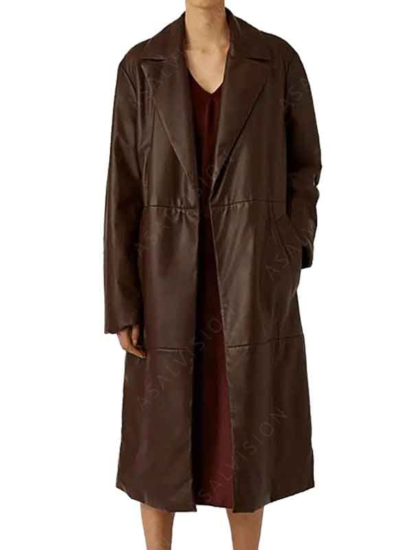 Chocolate Brown Leather Coat Womens - Belted