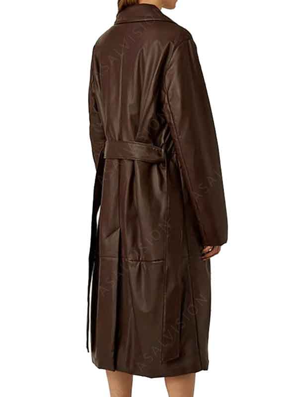 Chocolate Brown Leather Coat Womens - Belted