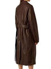 Chocolate Brown Leather Coat Womens - Belted