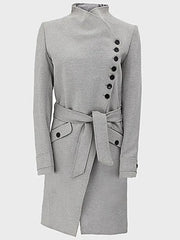 Women's Grey Wool Belted Coat