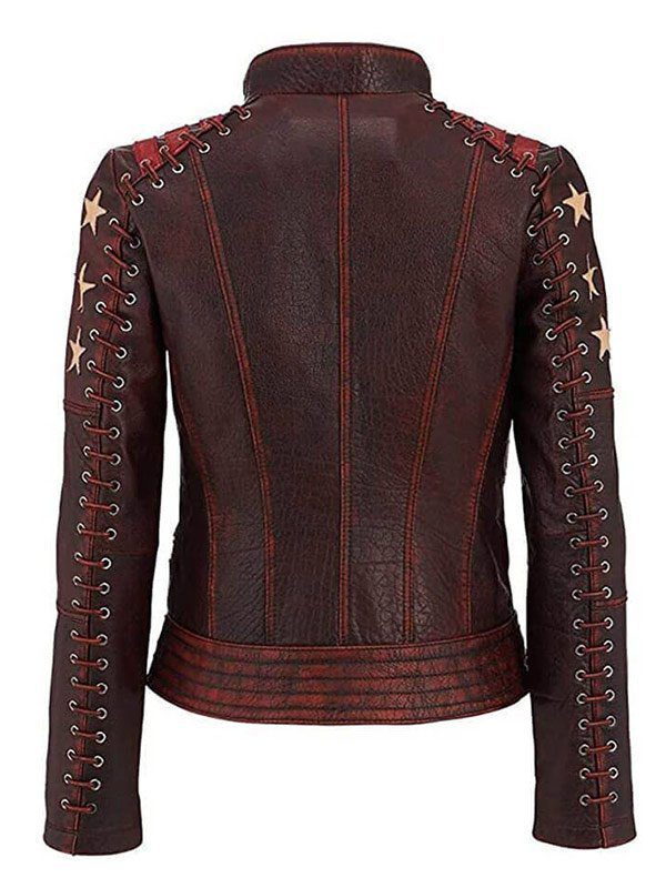 Women's Ox Blood Vintage Biker Leather Jacket