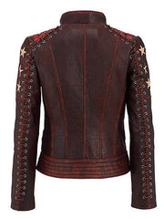 Women's Ox Blood Vintage Biker Leather Jacket