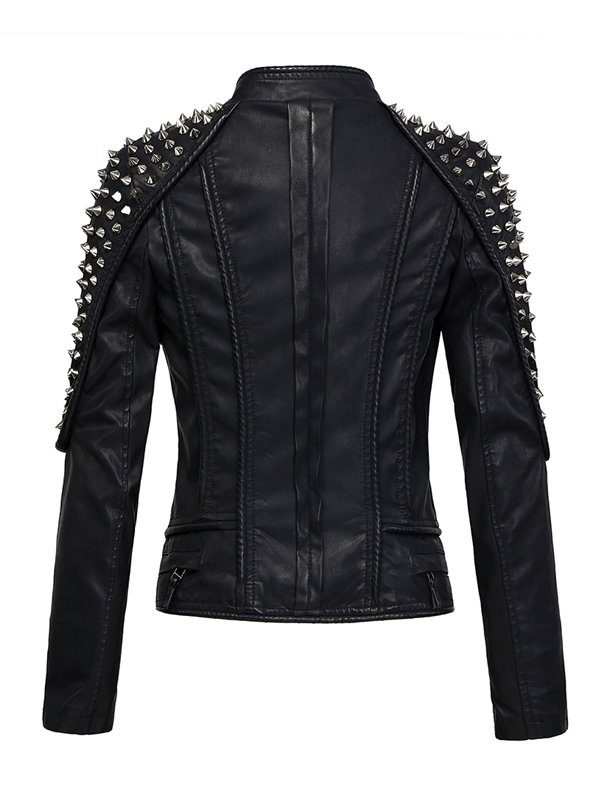 Women's Black Studded Leather Jacket