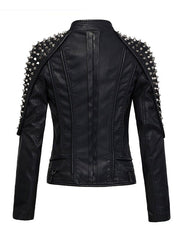 Women's Black Studded Leather Jacket
