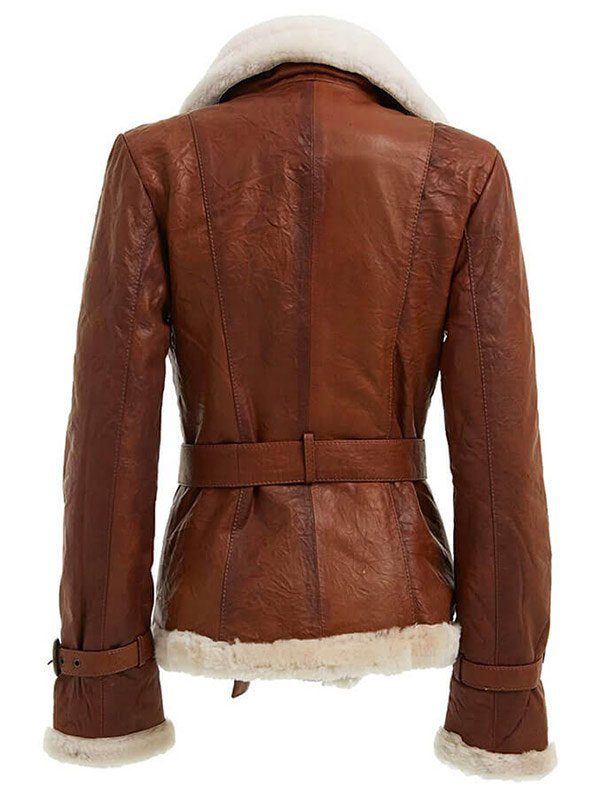 Solene Shearling Brown Leather Jacket